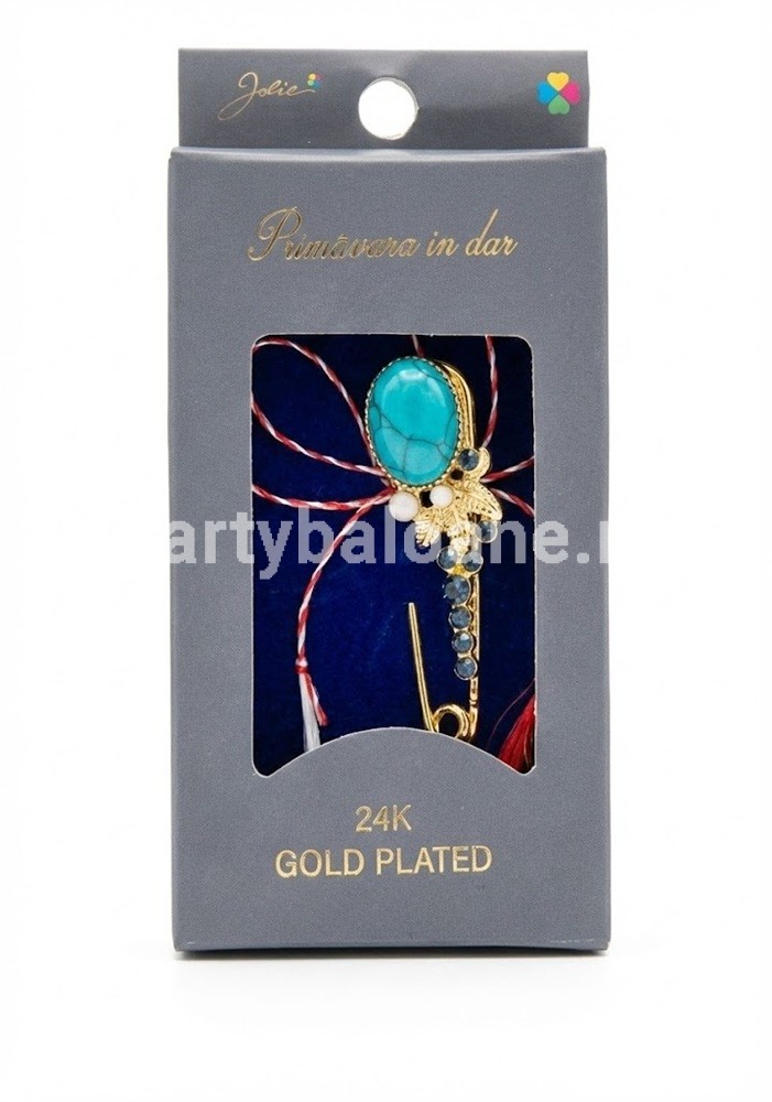 Mărțișor Broșă Turcoaz Aur 24K - Cadou Premium Jolie