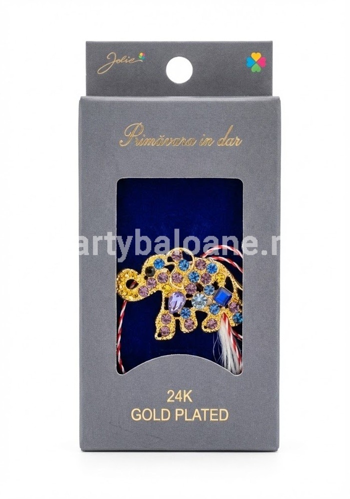 Mărțișor Broșă Elefant Aur 24K - Cadou Norocos Premium