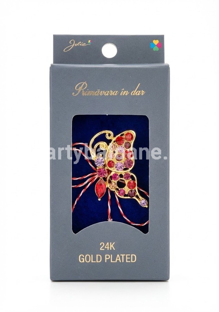 Mărțișor Broșă Fluture Aur 24K - Cadou Elegant 1 Martie
