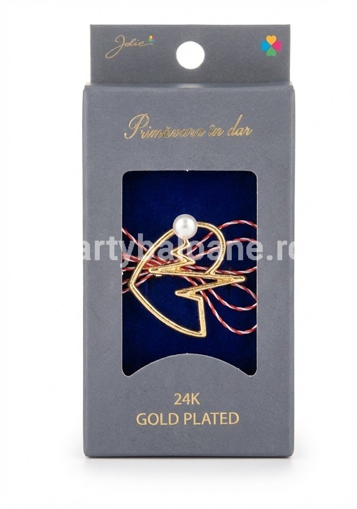Mărțișor Broșă Inimă Puls Aur 24K - Cadou Premium