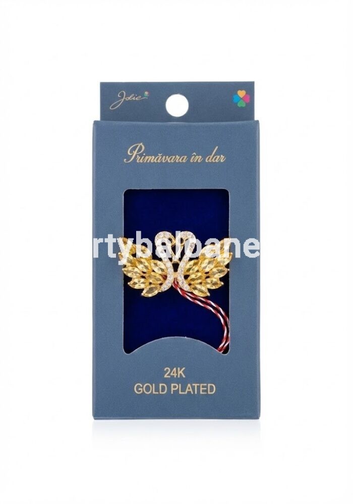 Mărțișor Broșă Lebede Aur 24K - Simbolul Iubirii Eterne