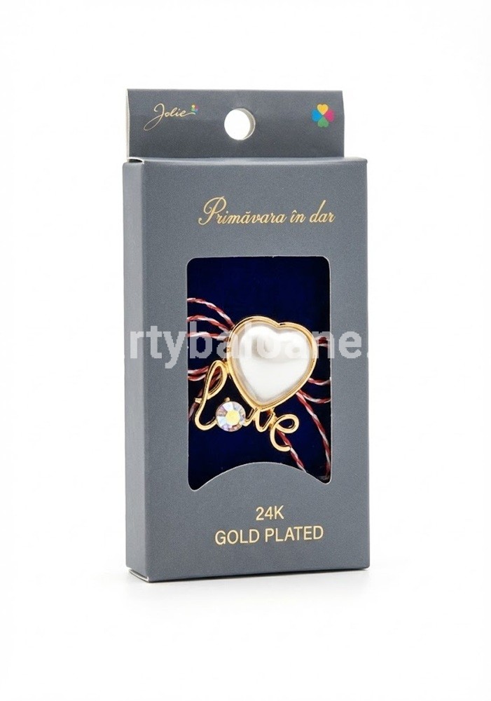 Mărțișor Broșă Love Aur 24K - Cadou Romantic de 1 Martie