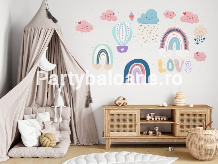 Sticker Perete Curcubee, Baloane si LOVE cod 508B